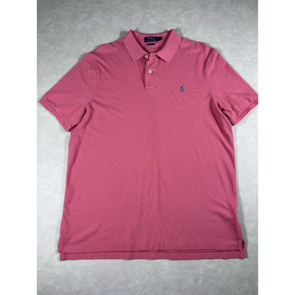 Polo Ralph Lauren Shirt Size Large Classic Fit Collared Pink Button Up Polo